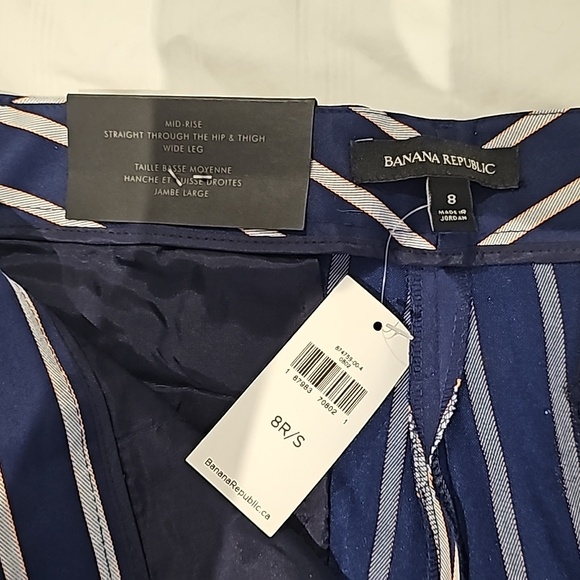 NWT banana Republic Navy striped wide leg pants - Picture 5 of 9